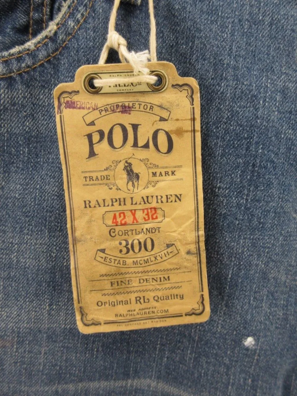 Polo Ralph Lauren Jeans 42X32 Cortland 300 Paint Splatter Distressed